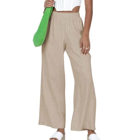Women’s Wide Leg Pants Linen Lightweight Pants for Women Casual Trousers for Spring