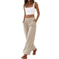 thumbnail image 1 of TEMOFON Women’s Wide Leg Pants Linen Lightweight Pants for Women Casual Trousers for Spring, 1 of 6