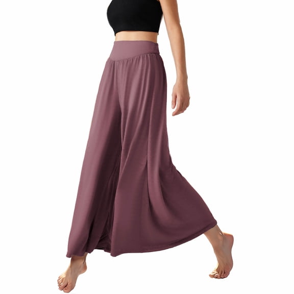 ZQUUVOU Women's Wide Leg Pants Loose Dance Trousers Draped Casual Pants High Waisted Wide Leg Pants Purple