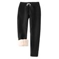 thumbnail image 1 of Women's Wide Leg Pants Ndbuld Women's Jogging Bottoms Warm Leisure Trousers Thermal Fleece Lining Sweatpants Winter Trousers High Waist Drawstring Thickened Outdoor Leisure Sports Pants Black 2XL, 1 of 7