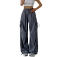 thumbnail image 1 of Women's Wide Leg Pants Parachute Cargo With Pockets Hiking Lightweight Baggy Joggers Stretch Dress Casual Flowy Palazzo Pants Women, 1 of 3