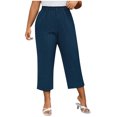 thumbnail image 1 of ZQUUVOU Women's Wide Leg Pants Plus Size Casual Cropped Pants for Women Blue, 1 of 8