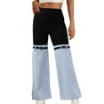 thumbnail image 1 of ZQUUVOU Women's Wide Leg Pants Slim Knitted Denim Patchwork Elastic Waist Wide Leg Casual Pants Temperament Pants Blue, 1 of 7