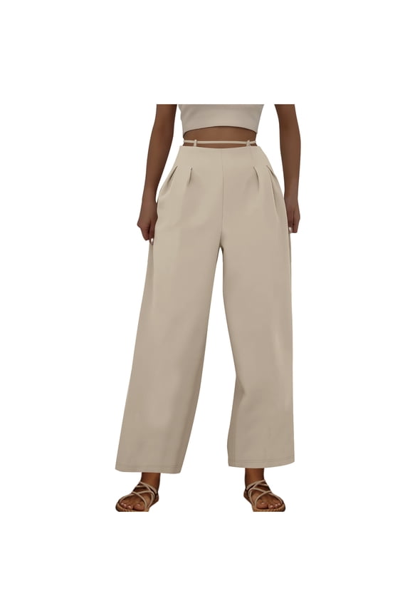 Women's Wide Leg Pants Solid Work Dress Pants Casual Loose Fit Palazzo Pants High Waisted Business Office Slacks