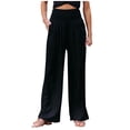 thumbnail image 1 of Women's Wide Leg Pants Summer Loose Solid Color High Waist Straight Lounge Trousers Ladies Comfy Outdoor Sweatpants, 1 of 5