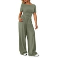 thumbnail image 1 of Women's Wide Leg Pants Two Piece Suit - Elastic Waist, Drawcord, Printed Design, Lightweight Linen Blend, Tops & Bottoms Set, Sizes S-XXL, 1 of 5