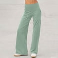 thumbnail image 1 of Women's Wide Leg Pants - Ultra Soft Casual Fashion Solid Color Long Pants with Pockets Light Green S, 1 of 7