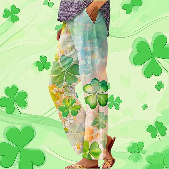 Women's Wide Leg Pants With Pockets High Waist Adjustable Knot Loose Casual Trousers Business Work Casual Pants Green 4XL