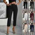 thumbnail image 1 of Women's Wide Leg Pants With Pockets High Waist Women's Fashion Solid Color Zipper Straight Dress Pants Black L, 1 of 6