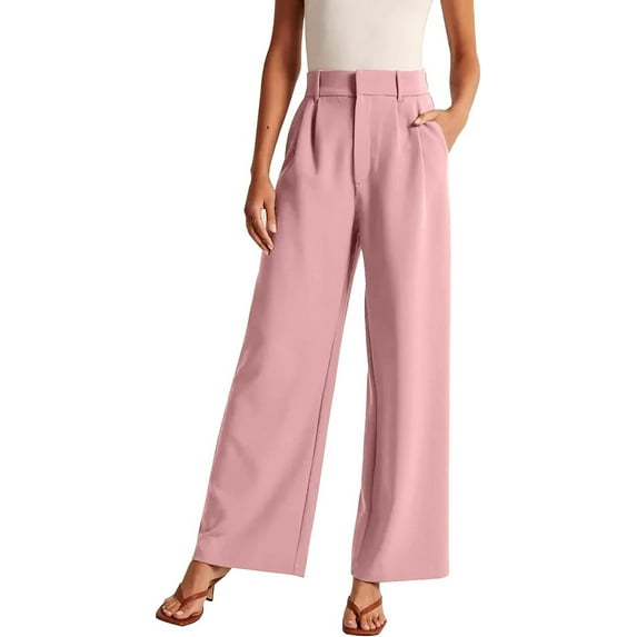 Women's Wide Leg Pants Work Business Casual Loose High Waisted Dress Palazzo Flowy Trousers