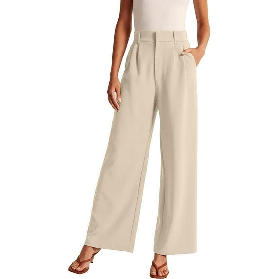 Women's Wide Leg Pants Work Business Casual Loose High Waisted Dress Palazzo Flowy Trousers