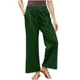 thumbnail image 1 of Women's Wide Leg Pants with Pockets - Adjustable Knot Loose Casual Trousers Plus Size Palazzo Lounge Pajama Pants, 1 of 6