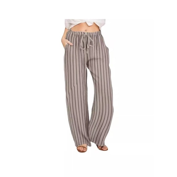 Women's Wide Leg Pants with Pockets High Waist Adjustable Knot Loose Casual Trousers Business Work Casual Pants