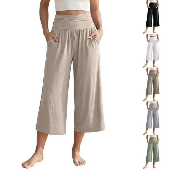 Women's Wide Leg Pants with Pockets High Waist Loose Sweatpants Casual Lounge Yoga Workout by Yigetop Light Ashy S