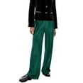 thumbnail image 1 of Women's Wide Leg Sequin Trousers - Gold Sparkly High Waist Glitter Pants, Polyester Fabric, S-XXXL Sizes for Party/Club/Casual Occasions, 1 of 4