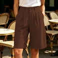 thumbnail image 1 of Women's Wide Leg Shorts Baeitkot Women's High Waisted Shorts Pleated Wide Leg Knee Length Casual Shorts with Pockets for Work Office Coffee M, 1 of 9