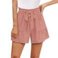 thumbnail image 1 of Women's Wide Leg Shorts Lightweight High Waisted Adjustable Tie Knot Loose Summer Cute Trousers, 1 of 4