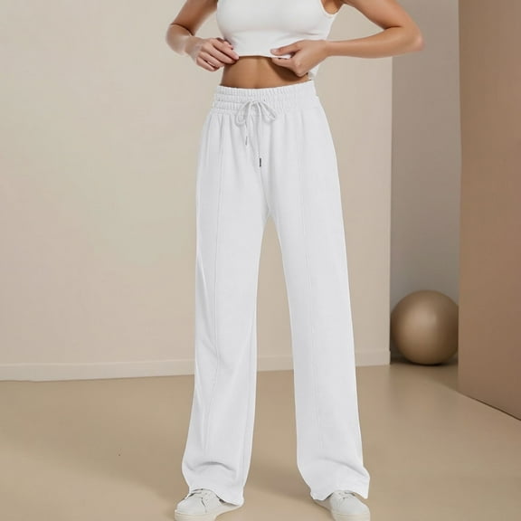 Women's Wide Leg Sports High Waist Loose Bottoms Drawstring Sports Jogging Long Casual Pants Tan Sweatpants Business Casual Womens Pants 12 Short Women Work Pants Business Casual Sweat Pants