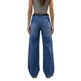 thumbnail image 1 of Women's Wide Leg Straight Leg Jeans - High Waist Trendy Fashion Denim Slim Basic Dressy Casual Business Button Pants Stretchy Trouser Jeans for Summer Office(Blue/XXL), 1 of 4