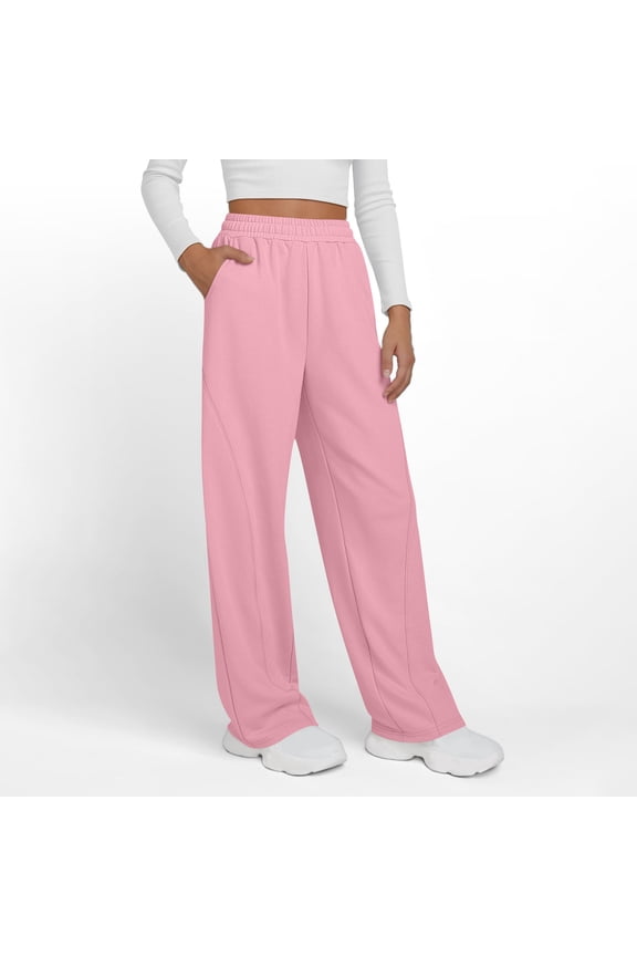 Women's Wide Leg Sweatpants 2024 Trendy Drawstring Baggy Sweatpants High Waisted Casual Trousers Jogger Pant Long Pants with Pockets