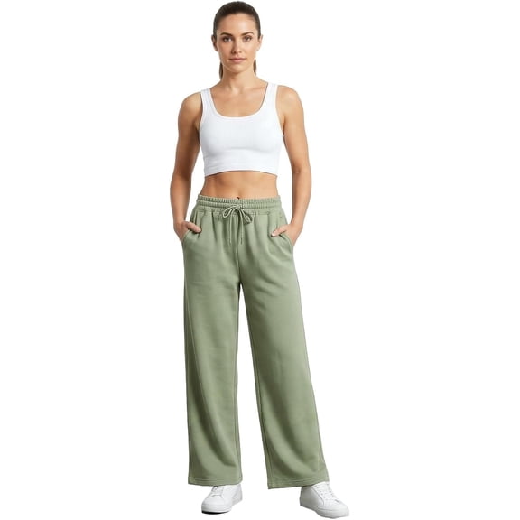 AFC Women's Wide Leg Sweatpants 6 Colors Sm-2x Ultra Soft & Comfy Cotton Blend Small Sage Green
