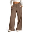 thumbnail image 1 of Women's Wide Leg Sweatpants Baggy Lounge Travel Pants Fall Fashion Loose Fit Casual High Waist Drawstring Pants with Pockets Joggers Clothes, 1 of 4