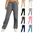 thumbnail image 1 of Women's Wide Leg Sweatpants Baggy Sweatpants Lounge Pants with Pockets Fall Black M, 1 of 7