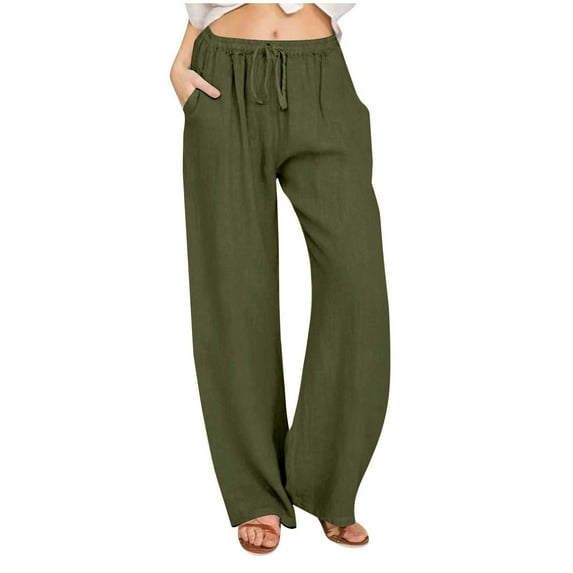 Women's Wide Leg Sweatpants Cotton Baggy Straight Leg Lounge Pants Outfits Athletic Joggers with Pockets, Green, Medium