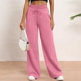 thumbnail image 1 of Women's Wide Leg Sweatpants Double Waisted Baggy Sweat Pants with Pockets Pink XL, 1 of 5