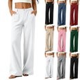 thumbnail image 1 of Women's Wide Leg Sweatpants Fashion Casual High Waist Loose Pocket Straight Solid Long Athletic Workout Pants, 1 of 6