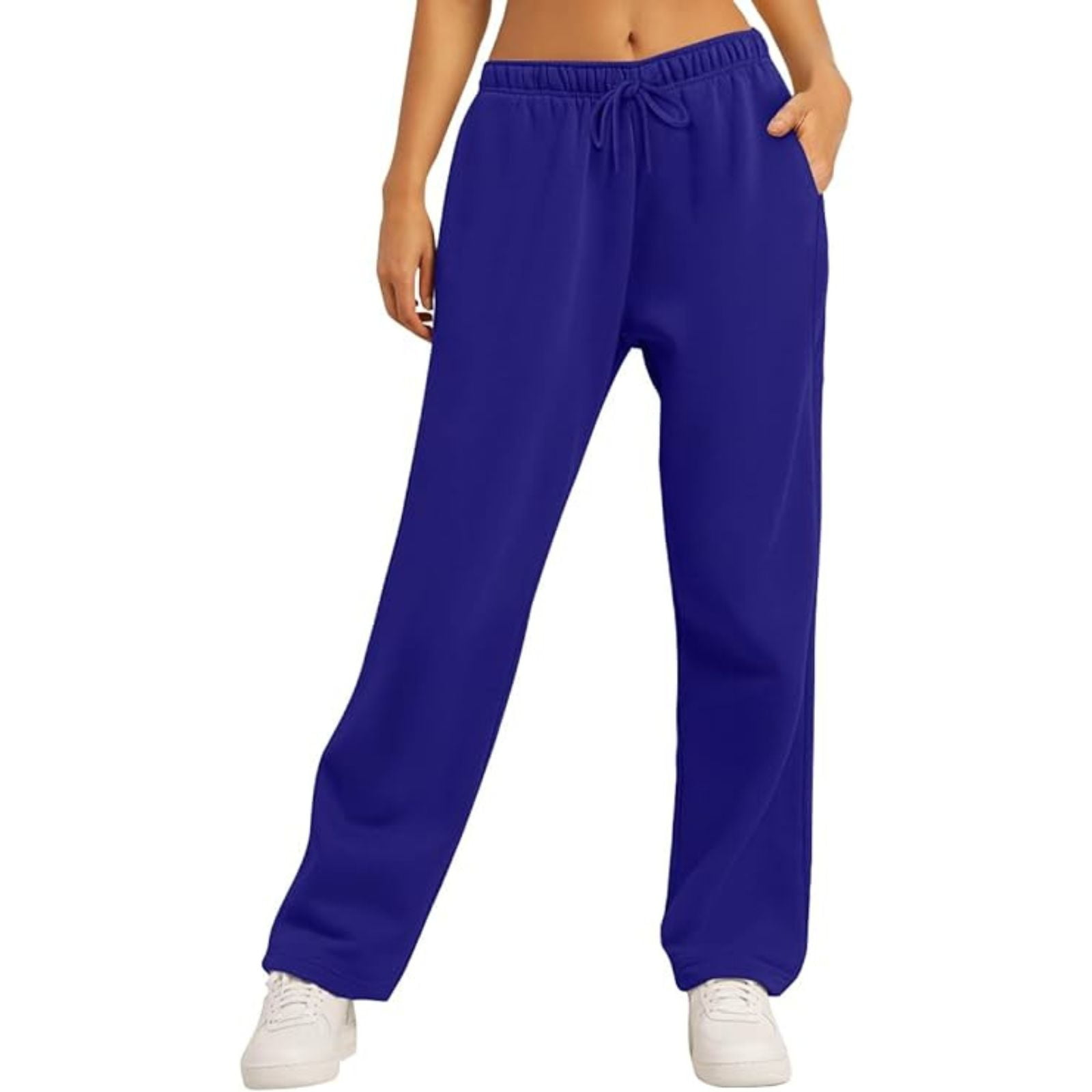 Pantalón Ancho Mujer Baggy Con Bolsillos - Algodón Poliéster, Cintura Ajustable, Perfecto Para Lounge