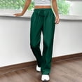 thumbnail image 1 of Women's Wide Leg Sweatpants Fleece Lined Baggy Straight Leg Lounge Pants Fall Outfits Athletic Joggers with Pockets 2025 Dark Green XL, 1 of 5