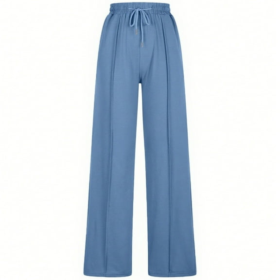 Women's Wide Leg Sweatpants High Waisted Baggy Drawstring Elastic Elevated Seams Pants Fashion Palazzo Pants with Pockets