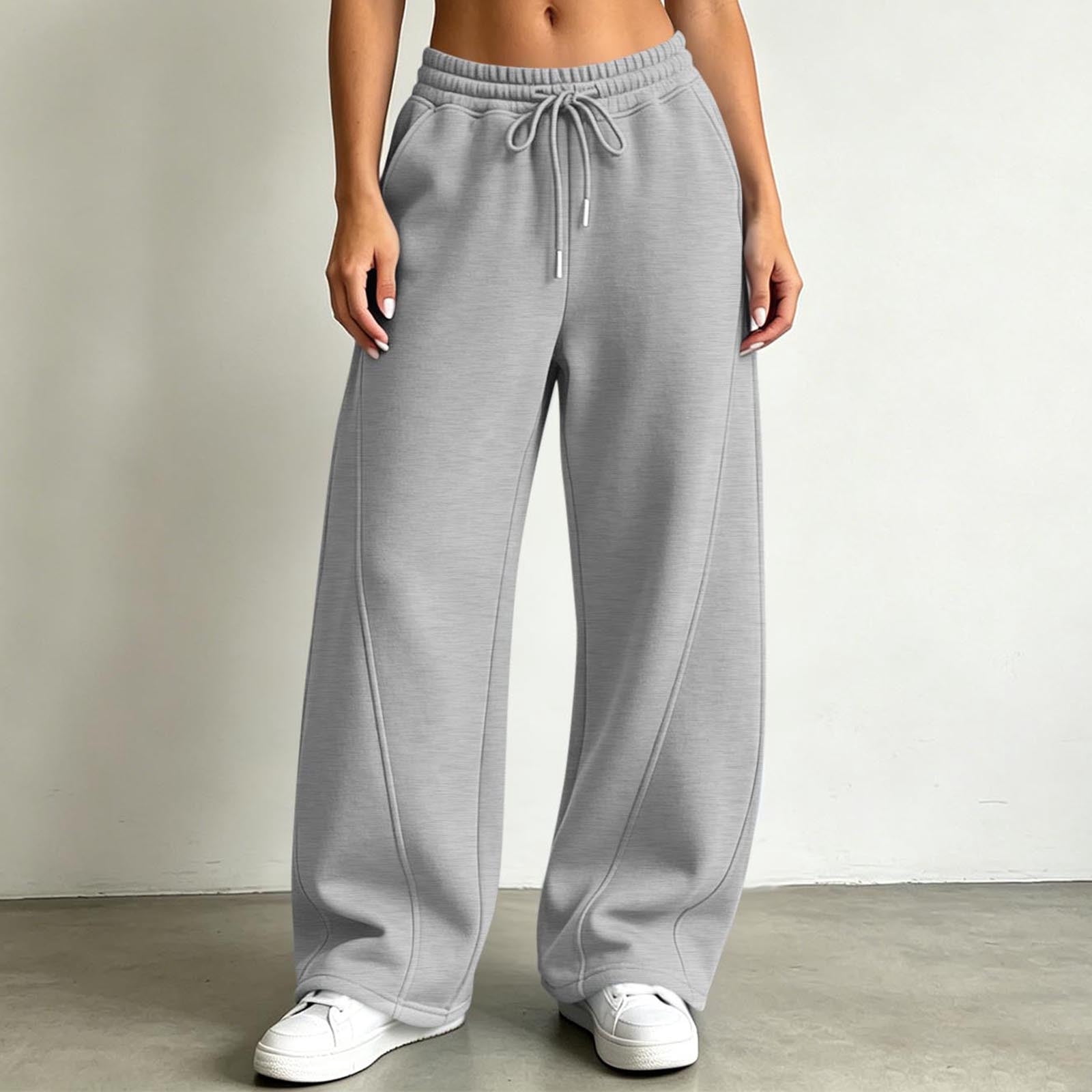 Qodauz Women's Wide Leg Sweatpants High Waisted Drawstring Track