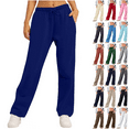 thumbnail image 1 of Women's Wide Leg Sweatpants High Waisted Fleece Lined Baggy Joggers Pant Fall Winter Drawstring Lounge Trousers with Pockets, 1 of 5
