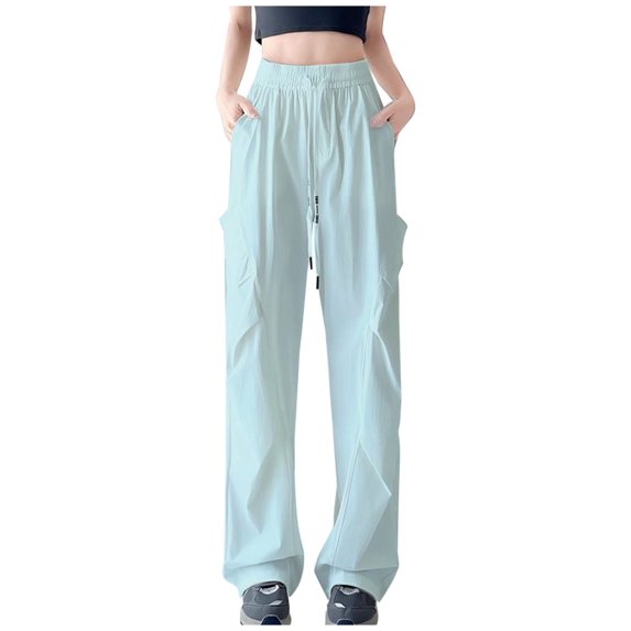 Women's Wide Leg Sweatpants Sports Baggy Bottom Trousers Casual Stretch Drawstring Elastic Waist Pants (XL, Gray)