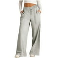 thumbnail image 1 of Women's Wide Leg Sweatpants - Super Soft Drawstring High Waisted Sweat Pants Baggy Athletic Joggers with Pockets, 1 of 6