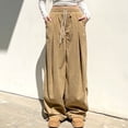 thumbnail image 1 of Women's Wide Leg Sweatpants Women's Wide Leg Pants Track Pants Women Baggy Pants Ndbuld Women Casual Trousers High Waisted Loose Straight Leg Stylish Pants Evergreen Khaki M, 1 of 8
