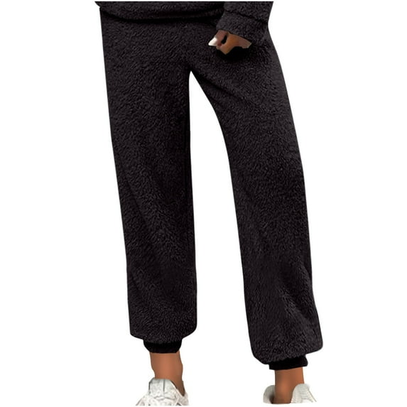 Women's Wide Leg Sweatpants Women's Wide Leg Pants Track Pants Women Baggy Pants Ndbuld Women Warm Fitness Sport Leggings Winter Fleece Legging Pants Savings Up to 30% off Black XL