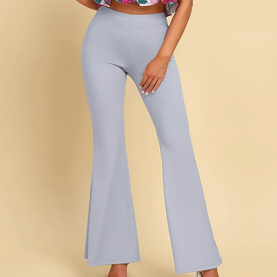 Women's Wide Leg Sweatpants Women's Wide Leg Pants Track Pants Women Baggy Pants Ndbuld Women's Fashionable Solid Color Elastic Skin Friendly Casual Flared Pants Family Gifts Gray L