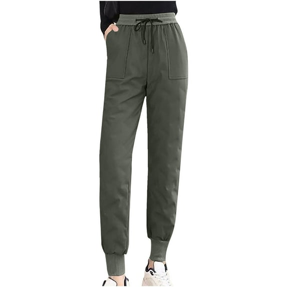 Women's Wide Leg Sweatpants Women's Wide Leg Pants Women Warm And Cold Cotton Pants Lightweight Plus Size High Waist Casual Versatile Women Pants Long Pants Holiday Gift Finder Army Green M