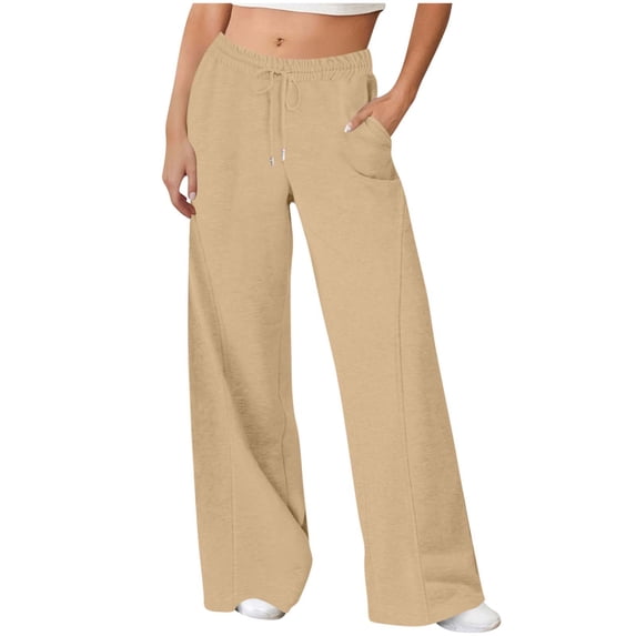 Women's Wide Leg Sweatpants with Pockets Baggy Straight Leg Lounge Pants Fall Outfits Athletic Joggers