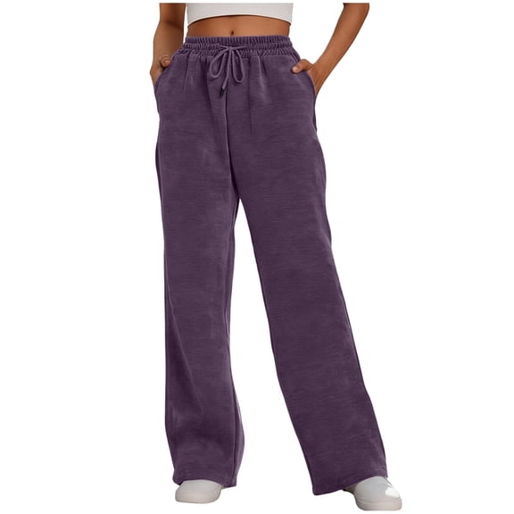 Women's Wide Leg Sweatpants with Pockets Long Trousers Sweatpants Drawstring Stretchy Comfortable Fabric with Pockets
