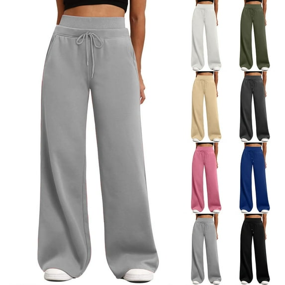 Women's Wide Leg Sweatpants with Pockets and Adjustable Waistband Comfortable Lounge Pants for Casual Relaxation