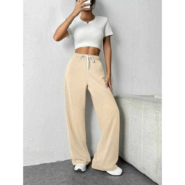 Women's Wide Leg Track Pants High Waist Loose