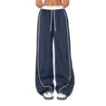 thumbnail image 1 of Women's Wide Leg Track Pants with Pockets, High Waisted Drawstring Sweatpants, Side Stripe Casual Lounge Workout Pants, 1 of 8