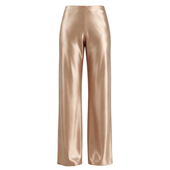Women's Wide Leg Wedding Party Satin Casual Dress Nightout Pants Long Trouser, Loose Comfort Fit Straight Leg Design