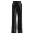 thumbnail image 1 of Women's Wide Leg Wedding Party Satin Casual Dress Nightout Pants Long Trouser, Loose Comfort Fit Straight Leg Design, 1 of 3