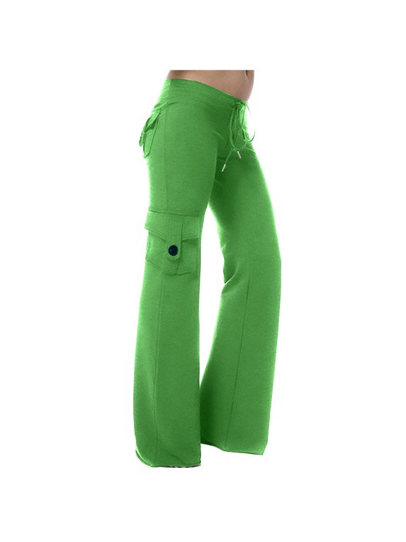 Women's Wide Leg Yoga Pants High Waisted Cargo Flare Lounge Pants Plus Size Stretch Bootcut Sweatpants with Pockets Mint Green