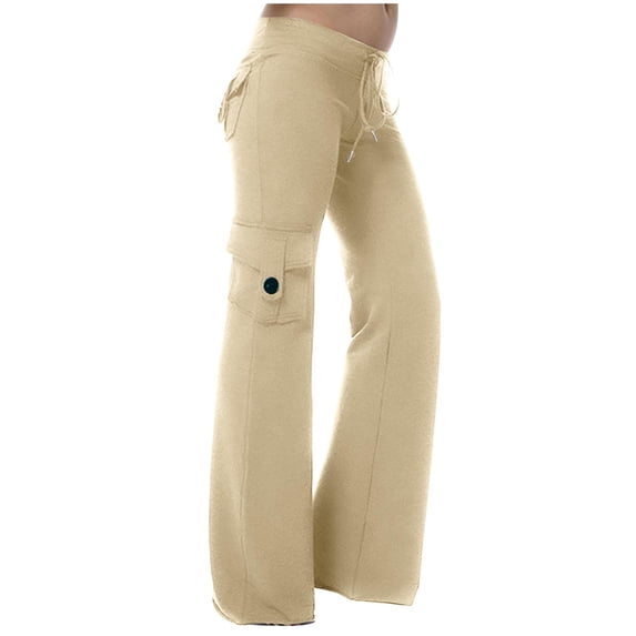 Women's Wide Leg Yoga Pants High Waisted Cargo Flare Lounge Pants Plus Size Stretch Bootcut Sweatpants with Pockets